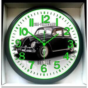 1966 VW Volkswagen Beatle Glow In The Dark Wall Clock New!